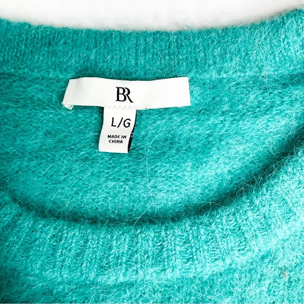 Banana Republic Alpaca Wool Sweater Teal Puff Sleeve Large - Picture 7 of 13